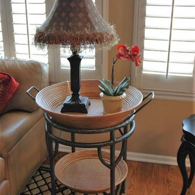 Unique Iron & wood end table (Arhaus)