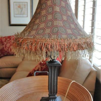 Lamp with tapestry shade