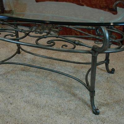 Beveled glass top coffee table.  48