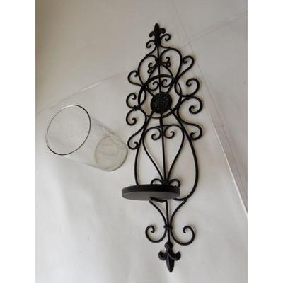 Metal wall sconce candle holder