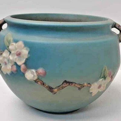 Roseville Pottery Apple Blossom Blue Jardiniere for 8