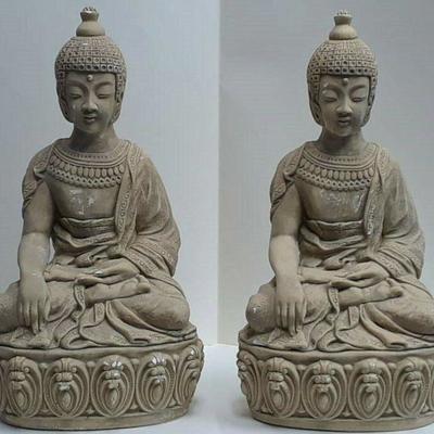Two Buddha Statues in Plaster Measures 20 in Tall by 10 in Wide LA6063 https://www.ebay.com/itm/113732393921