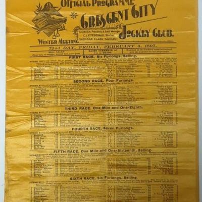 ANTIQUE 1895 CRESCENT CITY JOCKEY CLUB SOUVENIR ORIGINAL PROGRAM ON SILK RR5019 https://www.ebay.com/itm/113704678353
