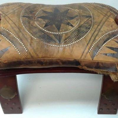 Vintage Egyptian Camel Foot Stool Ottoman Saddle Leather Wood LA6075 https://www.ebay.com/itm/113732698111