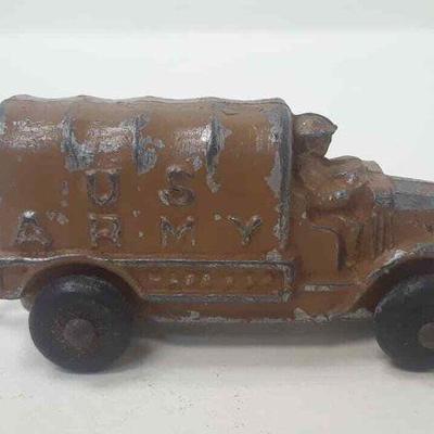 VINTAGE brown metal army wagon 3" RR5064 https://www.ebay.com/itm/113732393896