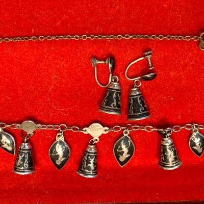Siam sterling silver bracelet and earrings