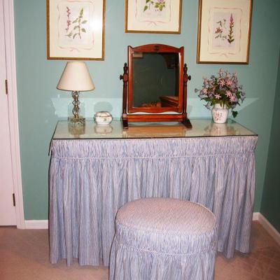 glass top dressing table with matching stool   BUY IT NOW  $ 65.00