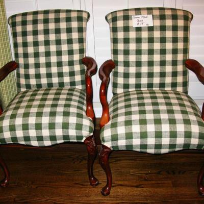 green plaid arm chairs   BUY IT NOW  $ 78.00 EACH