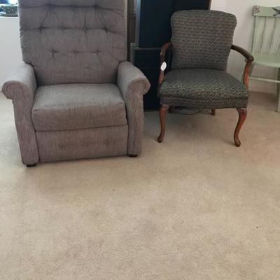 Recliner & set of two arm chairs 