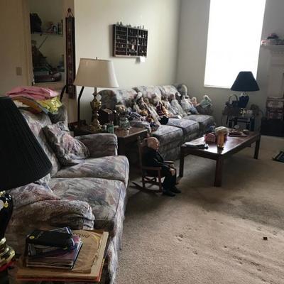 Lots of dolls, matching love seat & sofa, everything goes 