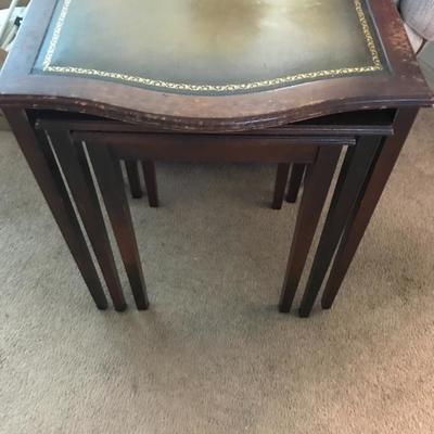 Vintage Leather top Nesting Tables 
