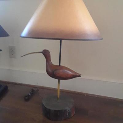 Hand carved bird lamp