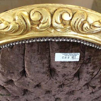  French Style Carved Gold Painted Base Upholstered Chaise Lounge

Located Inside â€“ Auction Estimate $100-$300 