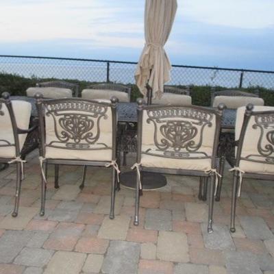 Outdoor Stone Top Patio Suites With Double Lounge & More Lounge Chairs