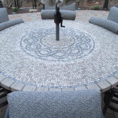 Outdoor Stone Top Patio Suites With Double Lounge & More Lounge Chair