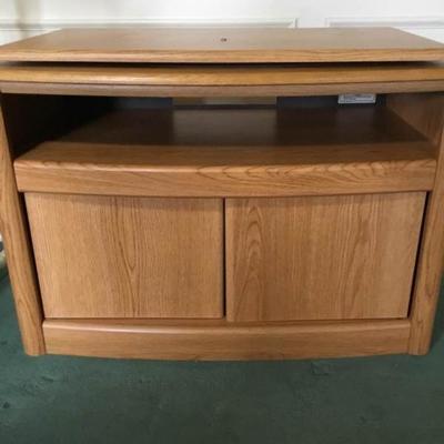 Solid TV Stand Swivel Top and Cabinet