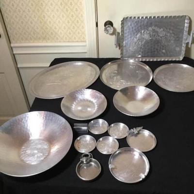Metal Serving Plates and Bowls