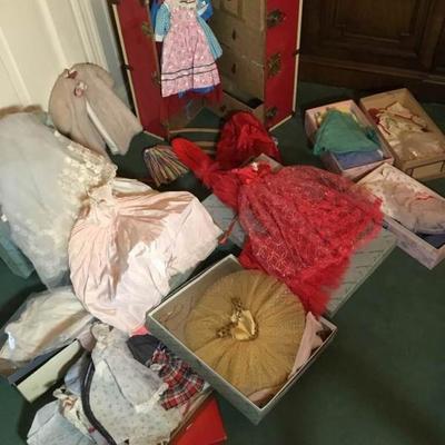 Vintage Doll Wardrobe Box and Clothes