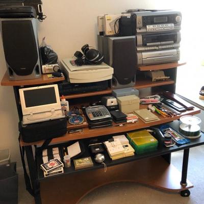 A room full of office accessories and electronics