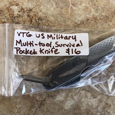 Vintage US Military multi-tool survival pocket knife