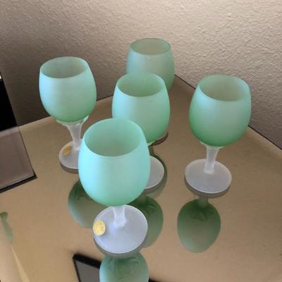 Vintage frosted green bar ware