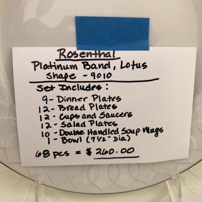68 Pieces Rosenthal w/platinum band - lotus shape - 9010 - $260