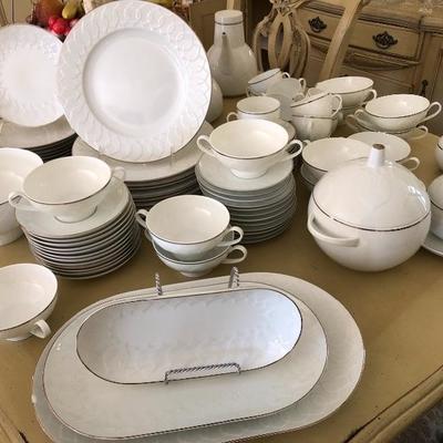 Timelessly beautiful and stylish white Rosenthal china with platinum trim