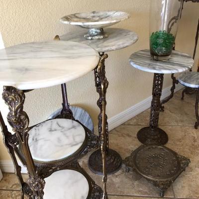 India brass and marble table/stands