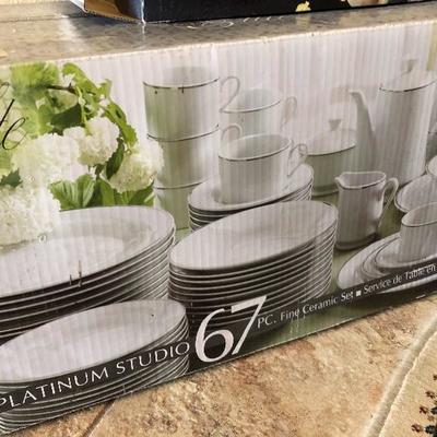 67-piece fine ceramic dinnerware service - in the box!