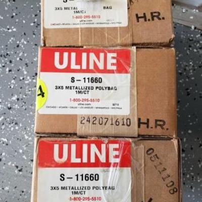 
#1202: 3 Boxes of ULINE 3x5 Metallized Polybags, Model S-11660
3 Boxes of ULINE 3x5 Metallized Polybags, Model S-11660 