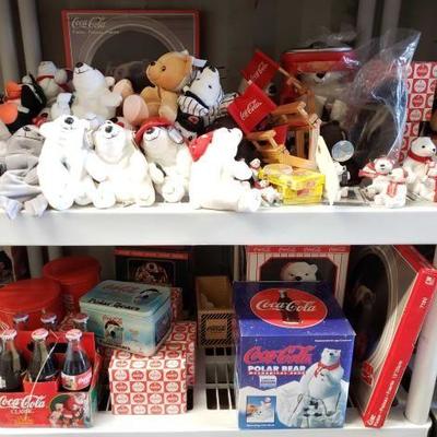 
#1015: 2 Shelves of Coca-cola Collection, Stuffed Bears, Polar Bear Clock and More
2 Shelves of Coca-cola Collection, Stuffed Bears,...