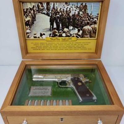 #201: Colt 1911A1 WWII Commemorative Asiatic-Pacific Theater with Wooden Display Case
Serial Number: 1942PTO Barrel Length: 5