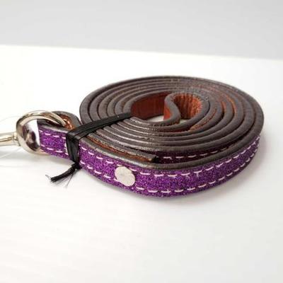 #743: 8ft Purple Glitter Overlay Leather Dog Leash
8ft Purple Glitter Overlay Leather Dog Leash