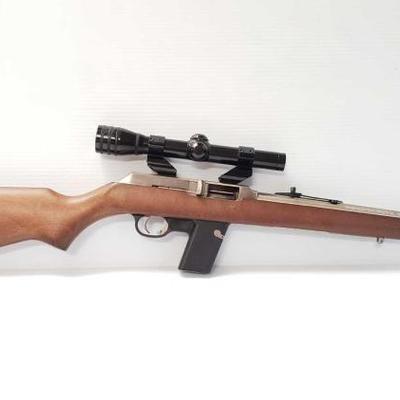 #250: Marlin Model 9N Semi-Auto 9mm Rifle with Redfield Scope, Original Box
Serial Number: 09596142
Barrel Length: 16.5