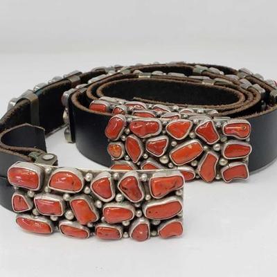 
#582: Vintage Native American Sterling Silver and Authentic Coral Concho Belt
Stunning vintage coral concho belt 

Weighs 244 grams...