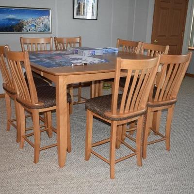Counter Height Dining Table, 8 Chairs