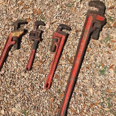 assorted pipe wrenches 