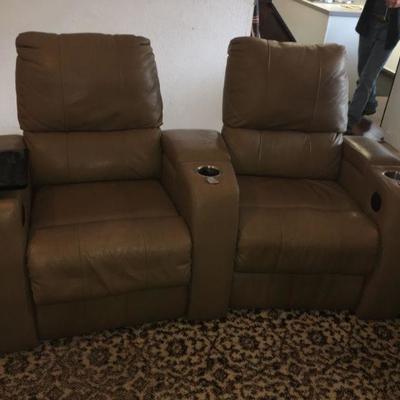 double recliner leather 