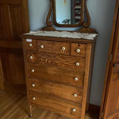 Tall oak chest with mirror  