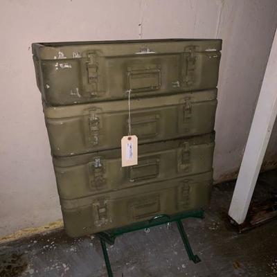 Four metal ammo boxes  