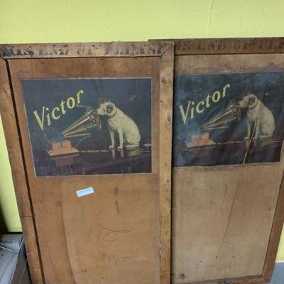 Two Victor talking machine crate parts  