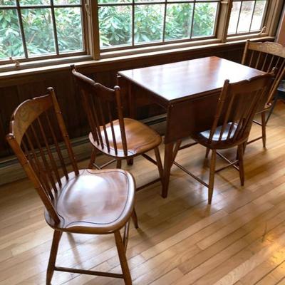 Maple Hitchcock breakfast table with 4 chairs together with a small table  