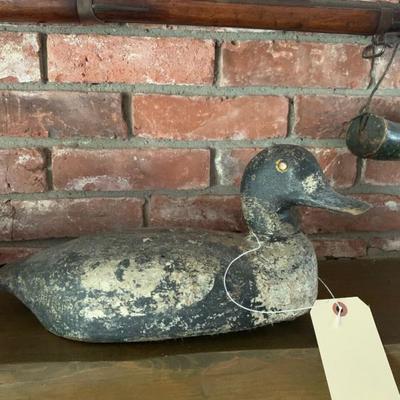 Early black and white duck decoy  