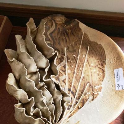 Art pottery shell form dish, 15
