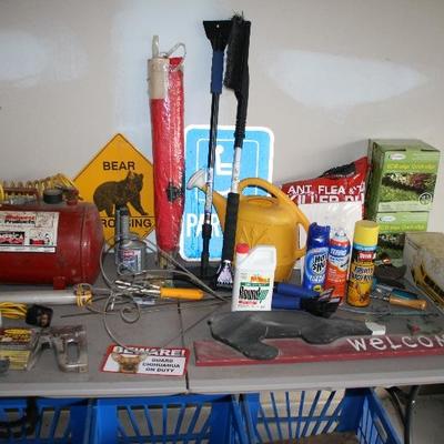 Items in the Garage  Garden Tools. Portable Air Tank & More 