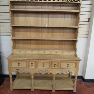 Country pine step back cabinet