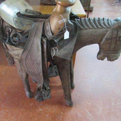 Folkart Carved Wood Horse