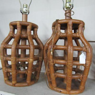 Pair of Rattan Lamps