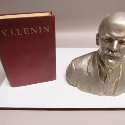Russian Lenin Bust & Book 1953 Copy