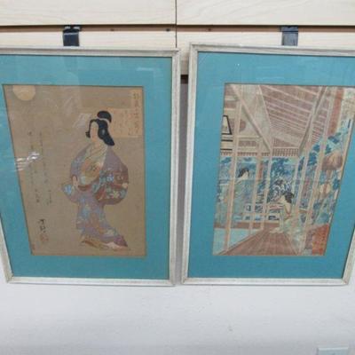 Two Antique Japanese Woodblocks
